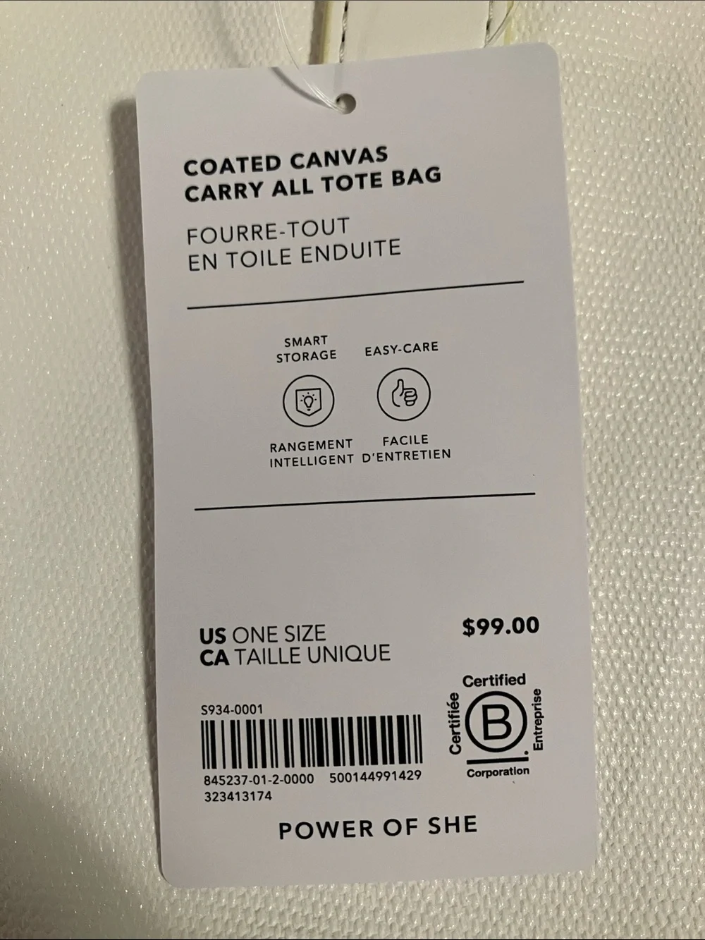 Athleta Coated Canvas Carry All Tote Bag - Women NWT